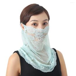 Scarves Fashion Cycling Sports Hanging Ear Outdoor Sun UV Protection Sunscreen Solid Color Face Cover Lace Mask Neck Scarf