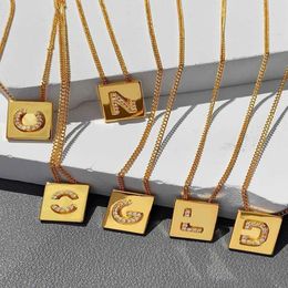 deli chains 14k gold necklace for women celi saijia diamond 26 letter womens indifference eglish square pendant clavicle chain cel269f