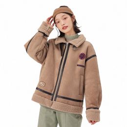 semir Jacket Women 2023 Winter New Imitati Suede Imitati Lamb Wool Stand-Up Collar Sweet Cool Niche Loose Splicing Jacket N9NJ#