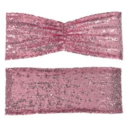 Sashes 10/50PCS Fuchsia Pink Sequin Chair Sashes Folding Chair Covers Bow for Wedding Party Banquet Reception Decorations