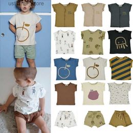 T-shirts Kids T Shirts 2024 New Summer Babyclic Brand Design Boys Girls Fashion Print Short Sleeve Tops Tees Baby Toddler Cotton T Shirts24328