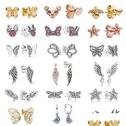 Stud Earrings Europe 925 Sterling Sier Pan Animal Butterfly Earring Jewellery For Girls Women Anniversary Gift Drop Delivery Dhxs2