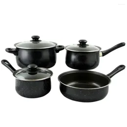 Cookware Sets Gibson Home Casselman 7 Piece Set In Black With Bakelite Handle