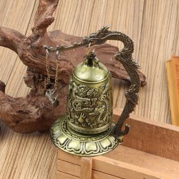 Clocks Buddhism Temple Brass Copper Dragon Bell Clock Carved Statue Lotus Buddha Buddhism Arts Statue Clock Home Decorative Crafts