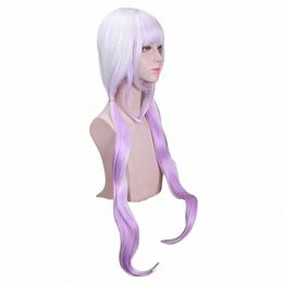 80cm Drag Kamui Kobayi-san Chi No Maid Kanna Gradient Cosplay Wigs Peluca Horns Headdr Hair Ornaments Accories 79Jc#