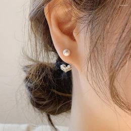 Stud Earrings For Women Pearl Simple Fashion Crystal Little Love Girl Jewellery Wholesale