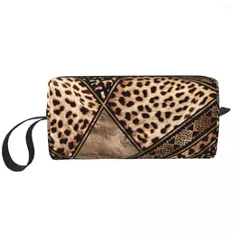 Storage Bags Ethnic Ornaments Leopard Print Travel Cosmetic Bag Women Animal Skin Toiletry Makeup Organizer Lady Beauty Dopp Kit