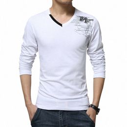 t Shirt Men Lg Sleeve New Fi Printed Spring Men's Clothes Casual Slim Fit V Neck Cott T Shirts Hip Hop Top Tees 5XL 10Bm#