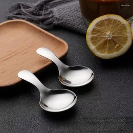 Spoons 2ps Stainless Steel Spoon Short Handle Sugar Salt Spice Condiment Tea Coffee Scoop Small Kids Kitchen Tools