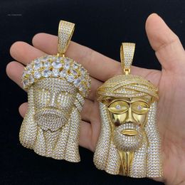 14K Gold Plated 3D Design Lab Diamonds Xxl Large Hip Hop Iced Out Jesus Pendant