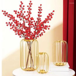Vases Geometric Iron Line Flowers Vase Terrarium Simple Retro Metal Plant Holder Modern Nordic Hydroponic Wrought Lantern