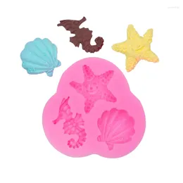 Baking Moulds Starfish Sea Shell Seahorse Ocean Series Liquid Silicone Mould Fondant Mould Cake Decoration Epoxy Moulds 15-337