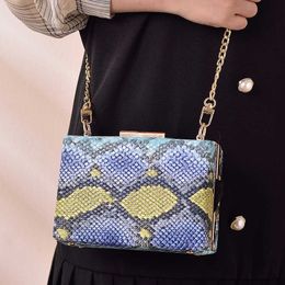 lady Evening Bags Snake Pattern Dinner Party Bag Style Small Square Girls' Dress Chain
