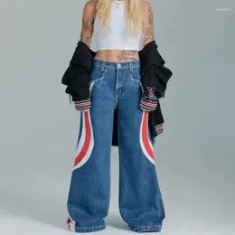 Women's Jeans QWEEK Y2k Oversized Harajuku Vintage Wide Leg Denim Pants Streetwear Baddies Punk Hippie Trousers Korean Fashion