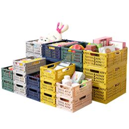 Baskets Plastic Foldable Storage Basket Kitchen Fruit Toy Holder Bathroom Cosmetic Container Shelf Organisers Home Car Folding Large Box