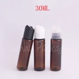 Storage Bottles 30ML Brown Flat Shoulder Plastic Bottle 30CC Makeup Sub-bottling Shampoo / Lotion Portable Travel Packaging