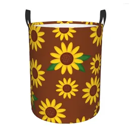 Laundry Bags Waterproof Storage Bag Sunflowers Household Dirty Basket Folding Bucket Clothes Toys Organiser