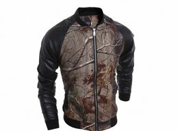 brands men's casual hip hop punk fi motorcycle jacket European American cott jungle 3D printing collar jacket 29Qn#