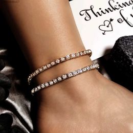 Anklets 5MM Shiny Crystal Tennis Chain Ankle Womens Gold Silver Edge Water Diamond Chain Ankle Hip Hop Leg Ankle JewelryL2403