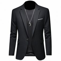 2023 Fi New Men's Leisure Casual Boutique Busin Solid Colour Slim Fit Suit Blazers Jacket Dr Coat p55d#