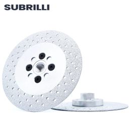 Zaagbladen SUBRILLI Diamond Cup Wheel 125mm Vacuum Brazed Cutting Grinding Saw Blade 2pcs Disc With Flange Stone Granite Concrete
