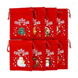 Gift Wrap 5/10Pcs Red Christmas Candy Bag Cloth Cartoon Santa Claus Packing Merry Decorations For Home Kids