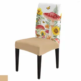 Chair Covers Mushroom Fern Butterfly Sunflower Cover Set Kitchen Stretch Spandex Seat Slipcover Home Dining Room