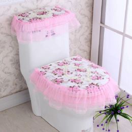 Covers Lace bathroom toilet seat water tank cover top cover toilet pad set threepiece