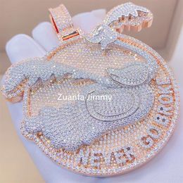 Customized Iced Out Jewelry Moissanite Diamonds Two Layered Hip Hop Jewelry Sier Custom Pendant