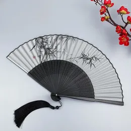 Decorative Figurines Antiquity Summer Folding Fan Chinese Classical Ink Painting Hand Abanico Men Women Hanfu Matching Aya Silk Ventilador