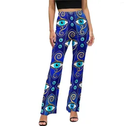 Women's Pants Evil Eye Charm Casual Ladies Abstract Eyes Slim Street Style Flare Summer Office Pattern Trousers