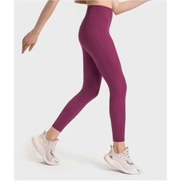 Lu Align Pant Waist Womens High Leggings Women Ribbed Fabric Leggings with Pockets Gym Running Sport Yoga Pants Outdoor Jogging Sport Tights Trousers Lemon Sports 20