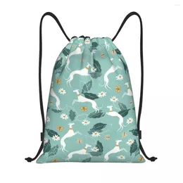Shopping Bags Cute Greyhound And Butterfly Drawstring Backpack Sports Gym Bag For Men Women Whippet Sighthound Dog Sackpack