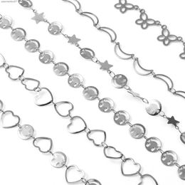 Anklets 1 fashionable compact womens ankle bracelet stainless steel silver heart-shaped moon chain ankle bracelet Jewellery ankle bracelet gift wholesaleL2403