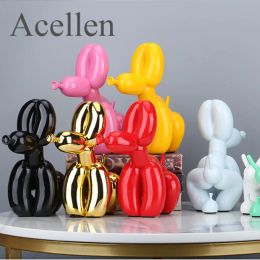 Sculptures Squat Balloon Dog Statue Resin Sculpture Home Decor Modern Nordic Home Decoration Accessories for Living Room Animal Figures