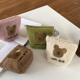 Cosmetic Bags Cute Girls Solid Colour Portable Storage Key Coin Pursse Small Wallets Cartoon Plush Bear Mini Bag