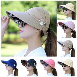 Wide Brim Hats Stylish Foldable Anti-UV Sun Hat For Women's Summer Vacation And Beach Visor Caps Casual Baseball Cap Woman