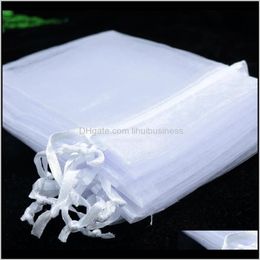 Pouches Packaging Display 15x20cm 100Pcs White Colour Package Jewellery Large Dstring Pouches Organza Gift Bags For Weddin195b