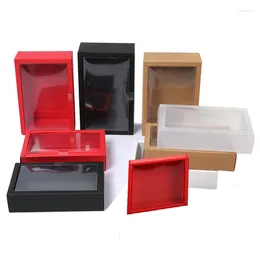 Gift Wrap 10Pcs Kraft Box With Clear PVC Window Cookie Cake Candy Party Wedding Packaging Cardboard Delicate Drawer Display