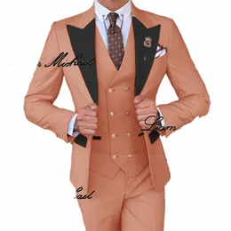 coral 2024 Men's Suit 3-piece Formal Wedding Tuxedo Groom Customized XS-5XL Suit Elegant Party Dr for Men Y81m#