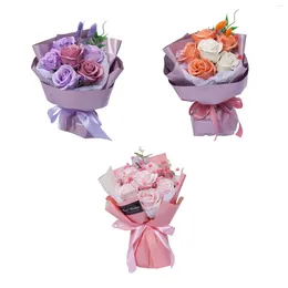 Decorative Flowers Soap Flower Bouquet Romantic Pography Props Centrepieces Artificial Bath For Engagement Anniversary Thanksgiving
