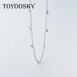 Pendants 2024 Sparking CZ Charm Link Chain Thin Triangle Necklace Sterling Silver 925 Women Chocker Necklaces Jewellery