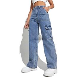 Women's Jeans Fall New Y2K Style Womens Straight Leg Jeans Fashion MULti Pocket Denim Cargo Pants Street Casual Trousers S-XL Drop Ship 24328
