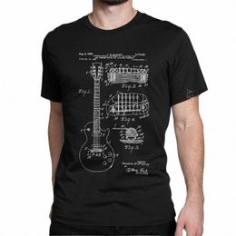 patent Acoustic Electric Guitar Music Men T Shirt Crazy 100% Cott Short Sleeves Tees Crew Neck T-Shirts Printed Tops s7Il#