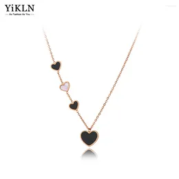 Pendant Necklaces YiKLN Design Stainless Steel 4Pcs Heart Charm Choker Necklace Jewelry Trendy Acrylic For Women YN20246