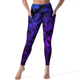 Women's Leggings Palm Leaves Yoga Pants Sexy Tropical Leaf Push Up Fitness Running Leggins Women Aesthetic Stretch Sports Tights