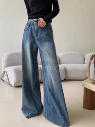 Женские джинсы Женские свободные брюки с высокой талией в стиле ретро в стиле микро-клеш Повседневные джинсы Винтажные американские уличные женские прямые джинсовые брюки 24328