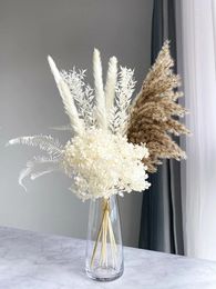 Decorative Flowers Natural Pampas Grass Eucalyptus Leaves Wedding Floral Arrangements Dried Baby Breath Bouquet Tail Home Decoration