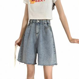 summer Denim Shorts for Women 2024 Spring Summer Fi Loose High Waisted Shorts Chic Solid Casual Jean Shorts Y0HE#