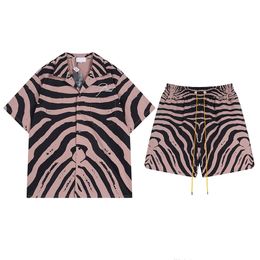 24ss USA Allover Zebra Striped Print Tee Fashion Beach Casual Shirts Men Spring Summer Streetwear T shirt Short Sleeve Nylon Tshirt Shorts Sets Sold Separately 0328